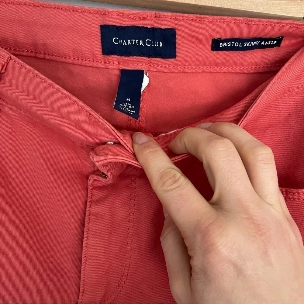 Charter Club Bristol Skinny Ankle Jeans Peach Color Size 14